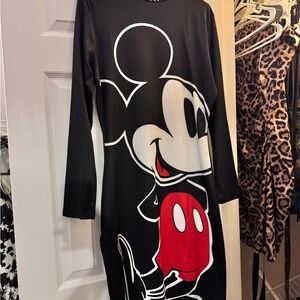 Black Mickey Mouse Long Sleeve Dress